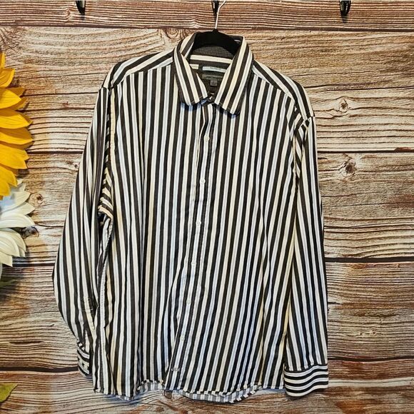 Johnston & Murphy long sleeve stripped shirt men's large pre-owned - Picture 1 of 6